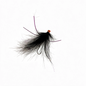 Schwarze Intruder Streamer 404 Fliege mit kupferfarbenem Kopf, Gr. 8.