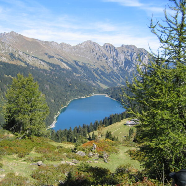 Arnensee: Malerische Berglandschaft mit blauem See und grünen Bäumen.