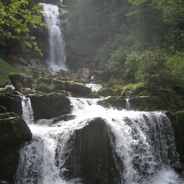 Giessbachfälle: Mehrstufiger Wasserfall inmitten grüner Natur