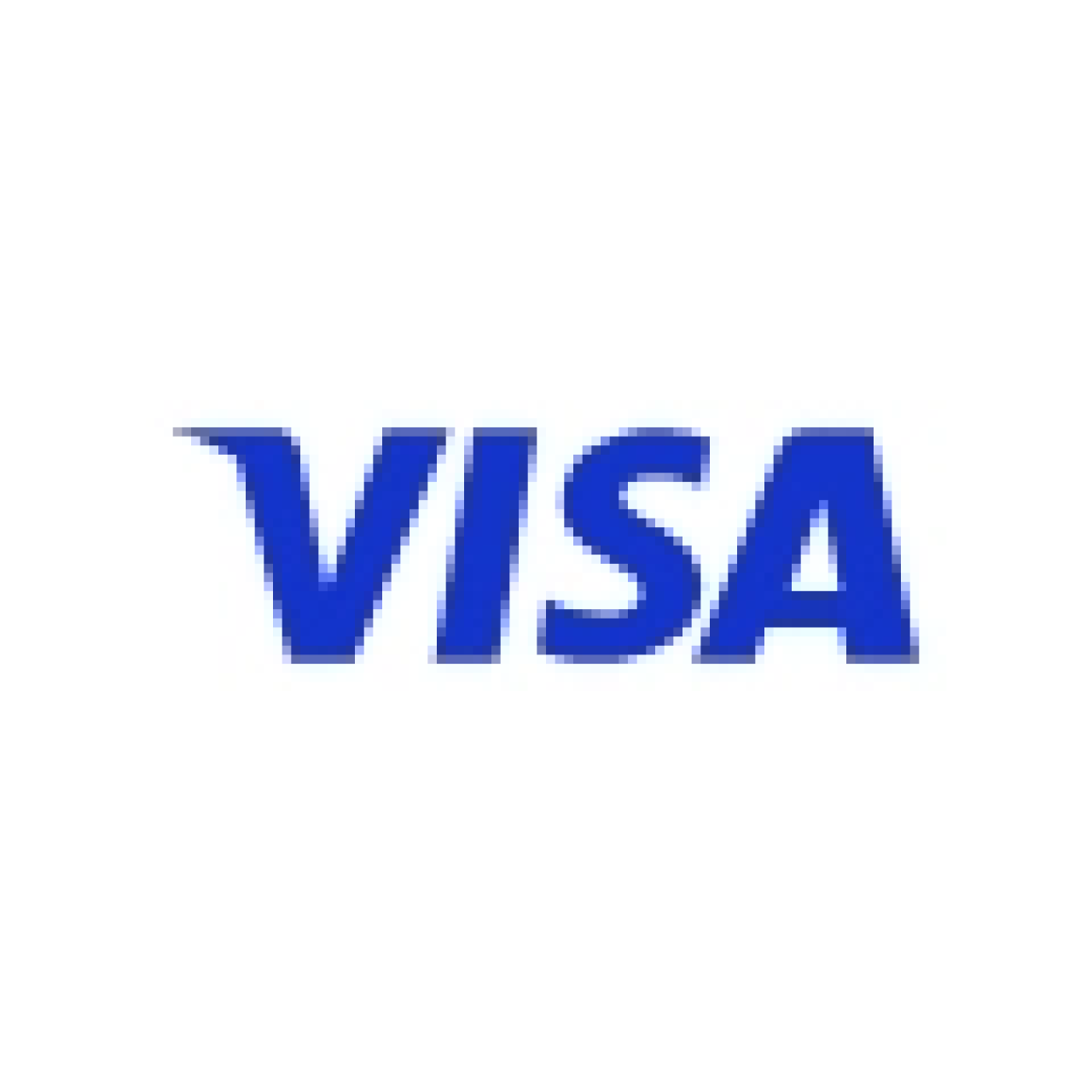 Das Bild zeigt das blaue Visa-Logo mit dem Wort "VISA" in fetten Großbuchstaben auf weißem Hintergrund.